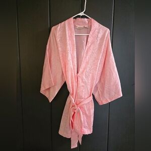 Victoria's Secret Women's Pink Satin Floral Robe One Size